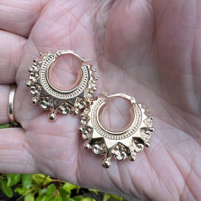 Ornate Creole Earrings in 9ct Gold