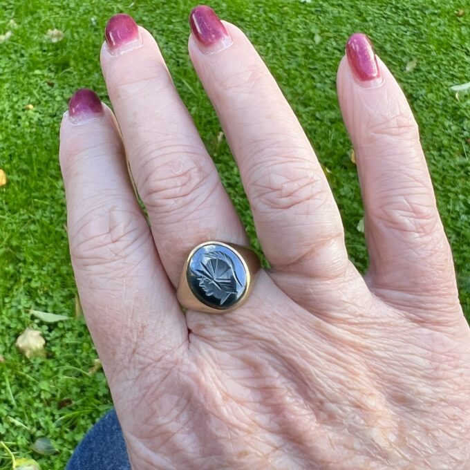 Hematite Centurion Intaglio Signet Ring in 9ct Gold