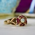 Opal and Ruby Cluster Ring in 9ct Gold