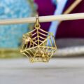 Cobweb, Spider & Fly Charm Pendant in 9ct Gold