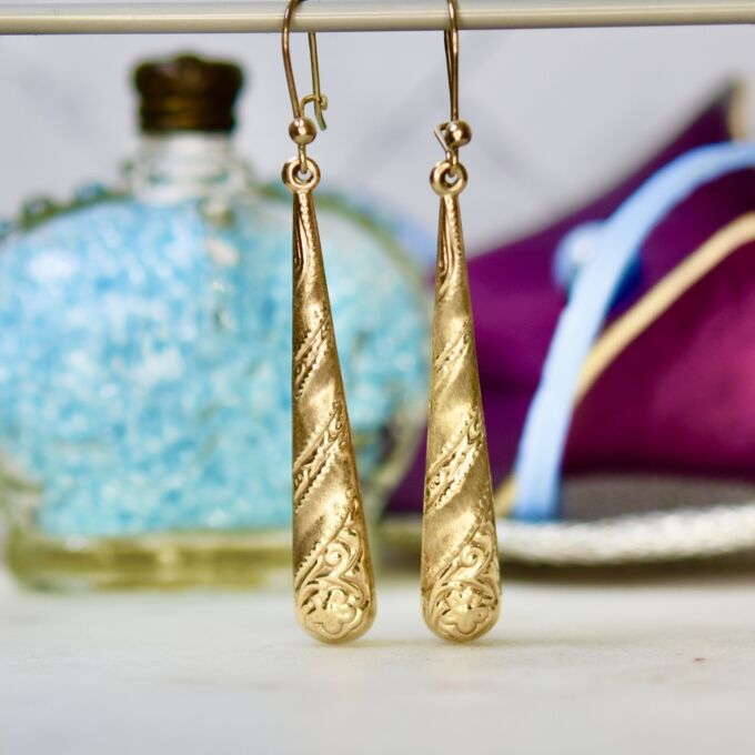Ornate Torpedo Earrings in 9ct Gold