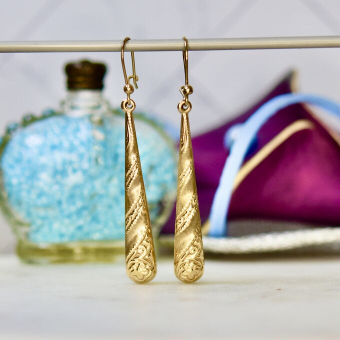 Ornate Torpedo Earrings in 9ct Gold