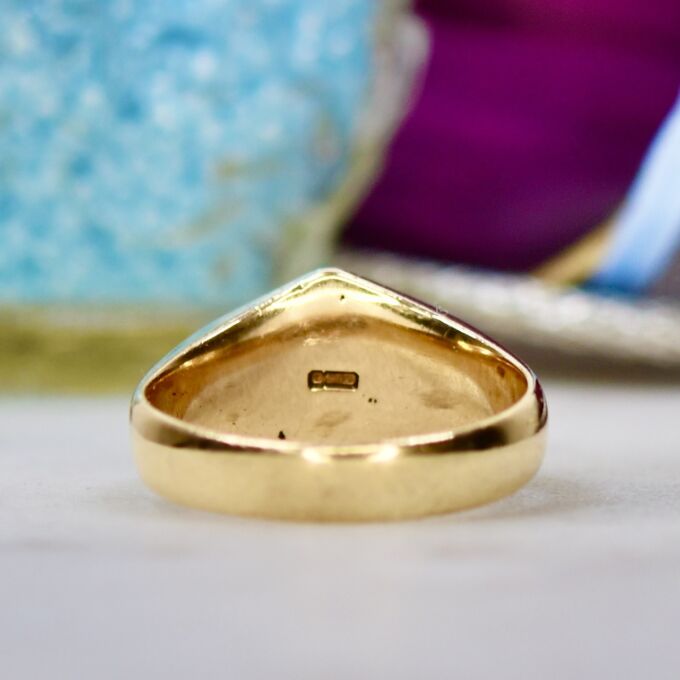 Heavyweight Hexagon Plain Polished Signet Ring in 9ct Gold