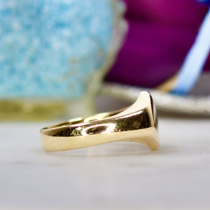 Heavyweight Hexagon Plain Polished Signet Ring in 9ct Gold