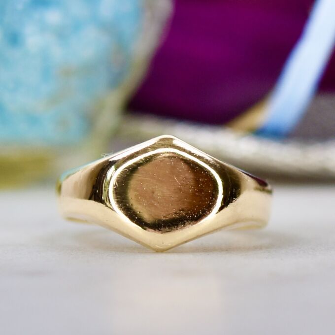 Heavyweight Hexagon Plain Polished Signet Ring in 9ct Gold