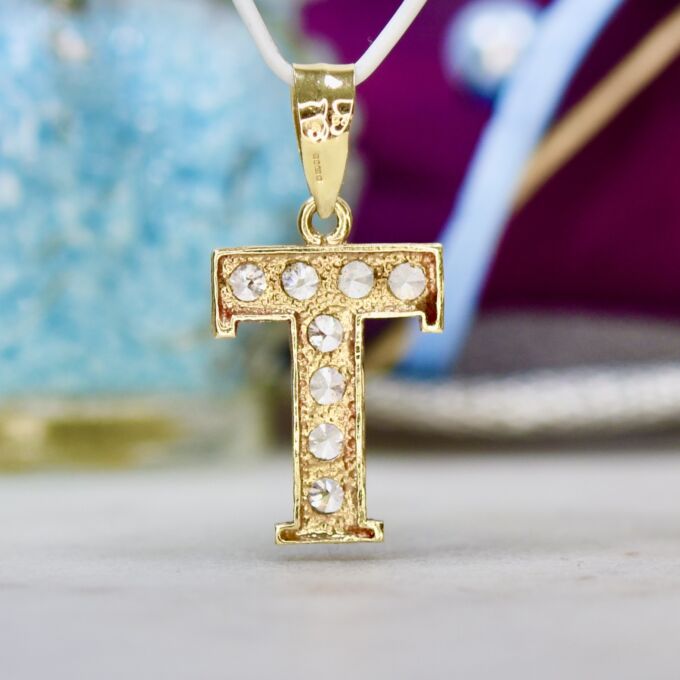 Initial Letter T Pendant in 9ct Gold