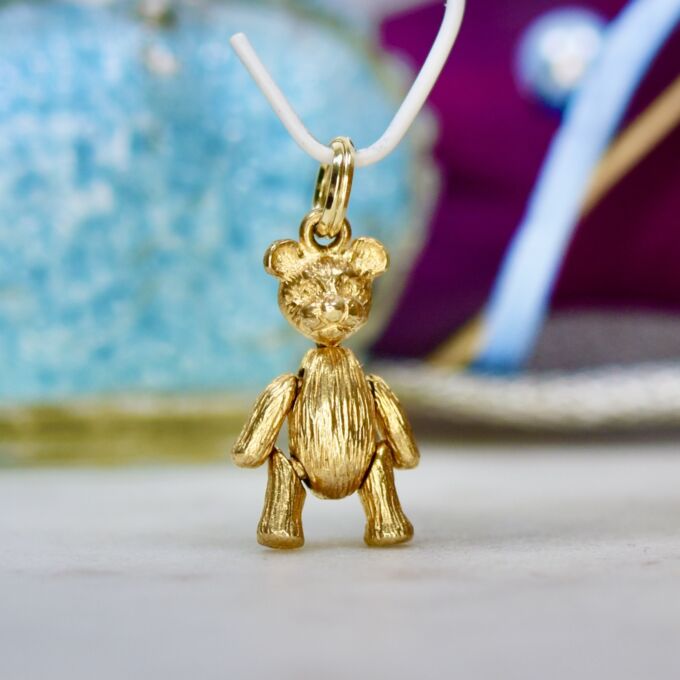 Articulated Teddy Bear Pendant in 9ct Gold