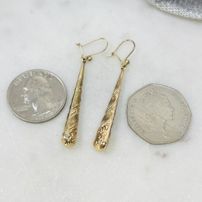 Ornate Torpedo Earrings in 9ct Gold