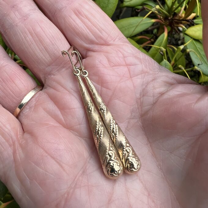 Ornate Torpedo Earrings in 9ct Gold
