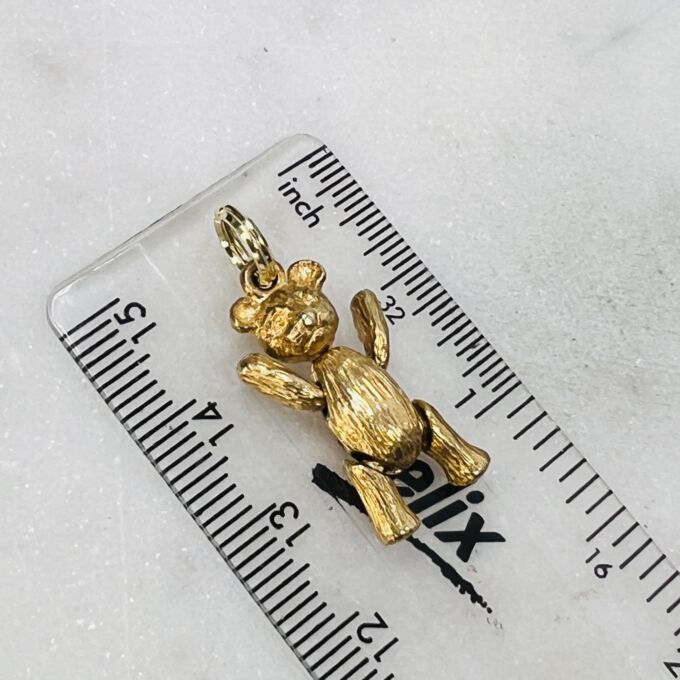 Articulated Teddy Bear Pendant in 9ct Gold
