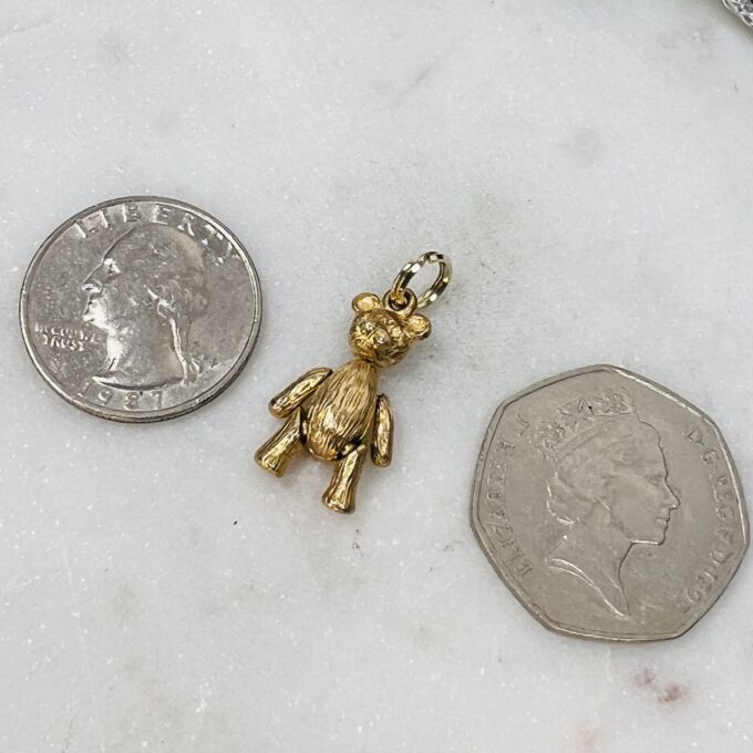 Articulated Teddy Bear Pendant in 9ct Gold