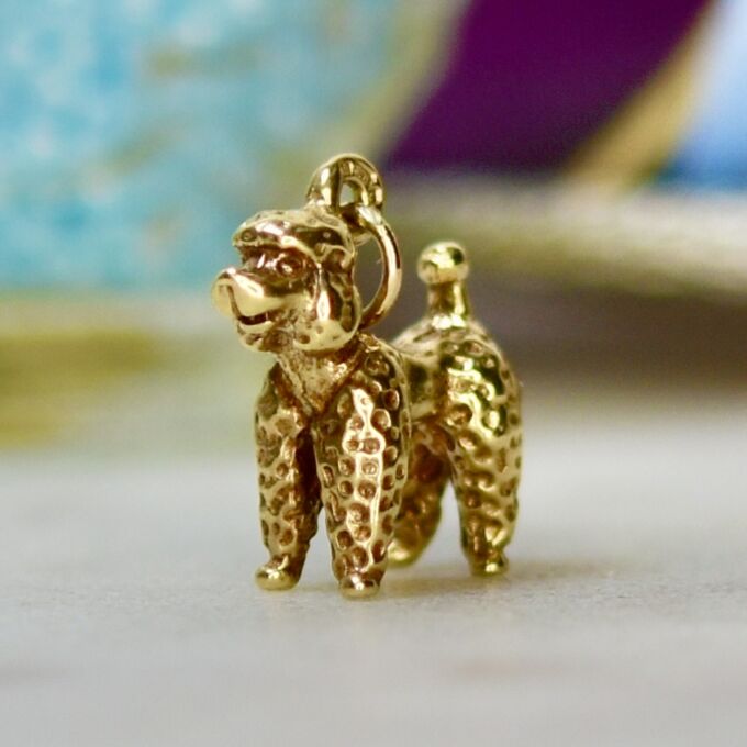 Poodle Charm Pendant in 9ct Gold