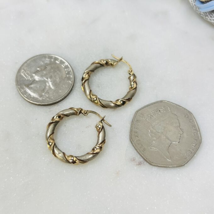 Two Colour Hoop Earrings in 9ct Gold