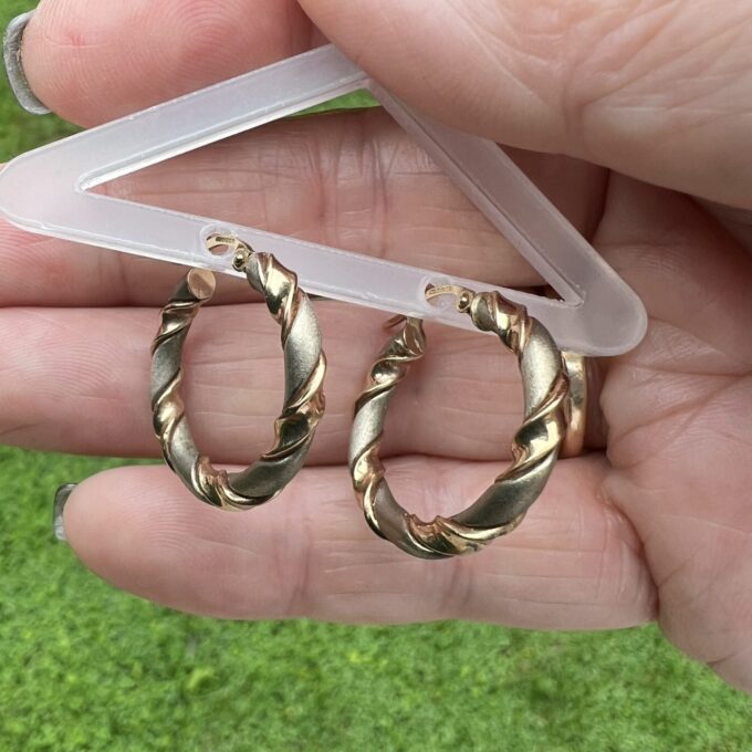 Two Colour Hoop Earrings in 9ct Gold