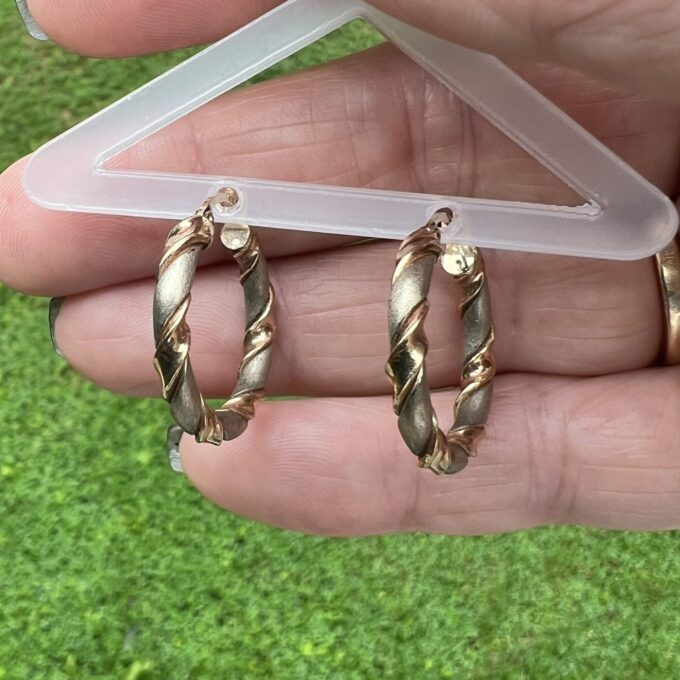 Two Colour Hoop Earrings in 9ct Gold