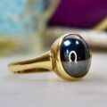 Hematite Cabochon Solitaire Ring in 9ct Gold