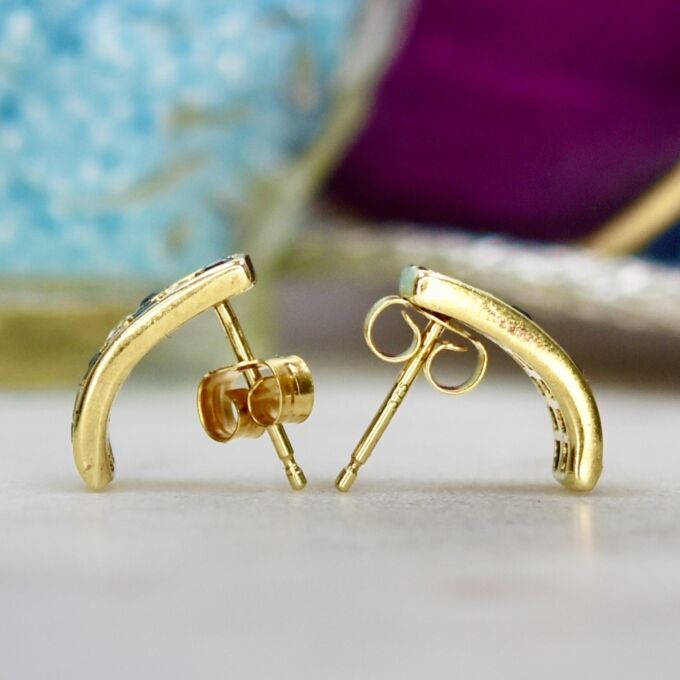 Blue and White Earrings in 9ct Gold