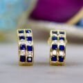 Blue and White Earrings in 9ct Gold