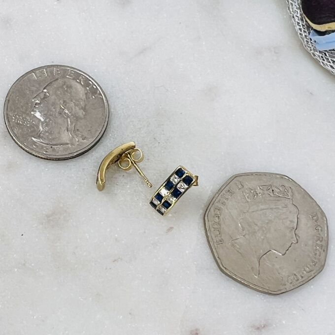 Blue and White Earrings in 9ct Gold