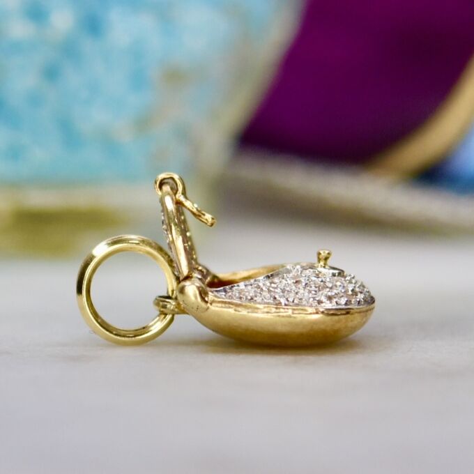 Pavé Set Purse Charm Pendant in 9ct Gold