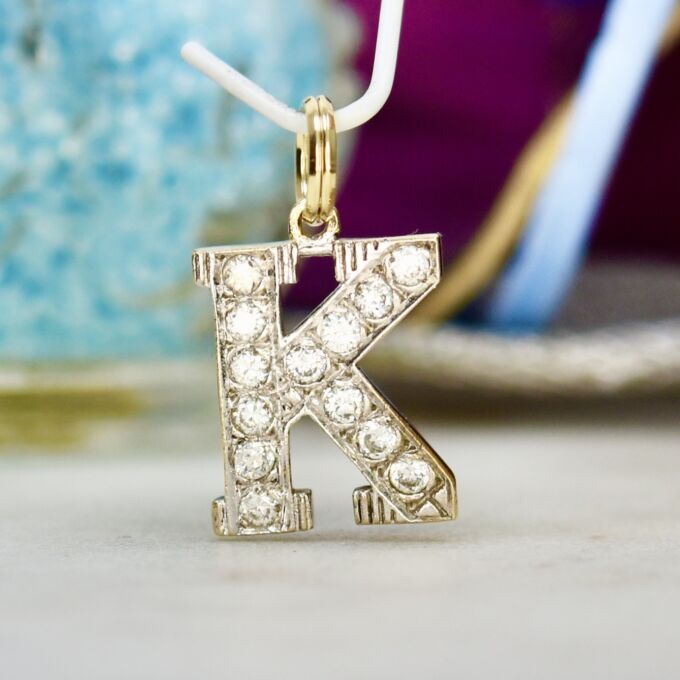 Initial Letter K Pendant in 9ct Gold