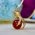 Talon and Carnelian Ball Pendant in 9ct Gold