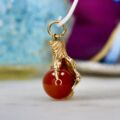 Talon and Carnelian Ball Pendant in 9ct Gold