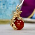 Talon and Carnelian Ball Pendant in 9ct Gold