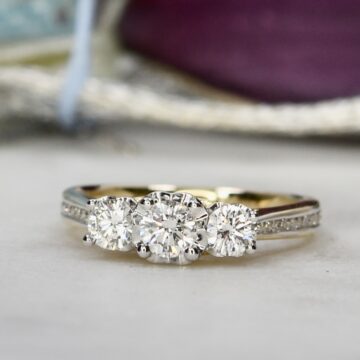 Three Stone Lab Grown Diamond Ring in 14ct Yellow Gold