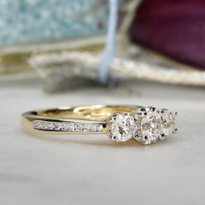 Three Stone Lab Grown Diamond Ring in 14ct Yellow Gold