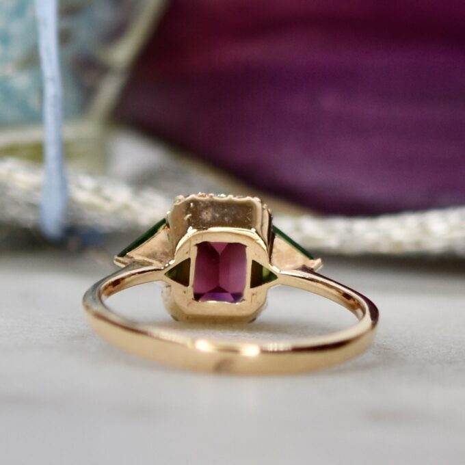 Pink and Green Tourmaline Ring in 18ct Rose Gold