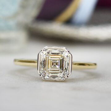 Lab Grown 2ct Asscher Diamond Solitaire in 14ct Yellow Gold