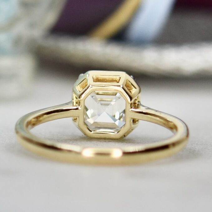Lab Grown 2ct Asscher Diamond Solitaire in 14ct Yellow Gold
