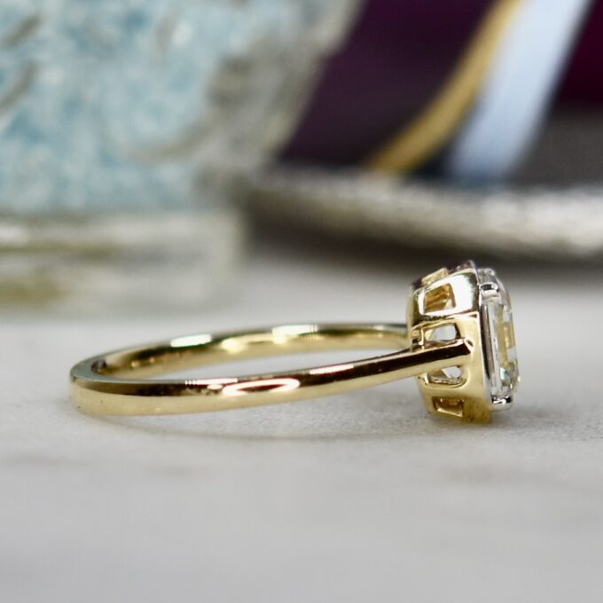 Lab Grown 2ct Asscher Diamond Solitaire in 14ct Yellow Gold