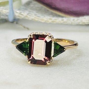 Pink and Green Tourmaline Ring in 18ct Rose Gold