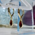 Garnet Pear Drop Earrings in 14ct Gold