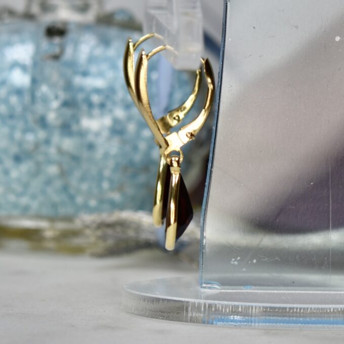 Garnet Pear Drop Earrings in 14ct Gold