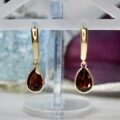 Garnet Pear Drop Earrings in 14ct Gold