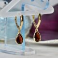 Garnet Pear Drop Earrings in 14ct Gold