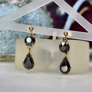 Hematite Drop Earrings in 9ct Gold