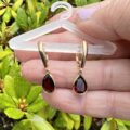 Garnet Pear Drop Earrings in 14ct Gold