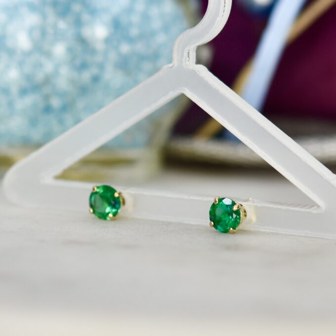 Green Stud Earrings in 9ct Gold