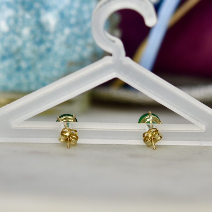 Green Stud Earrings in 9ct Gold