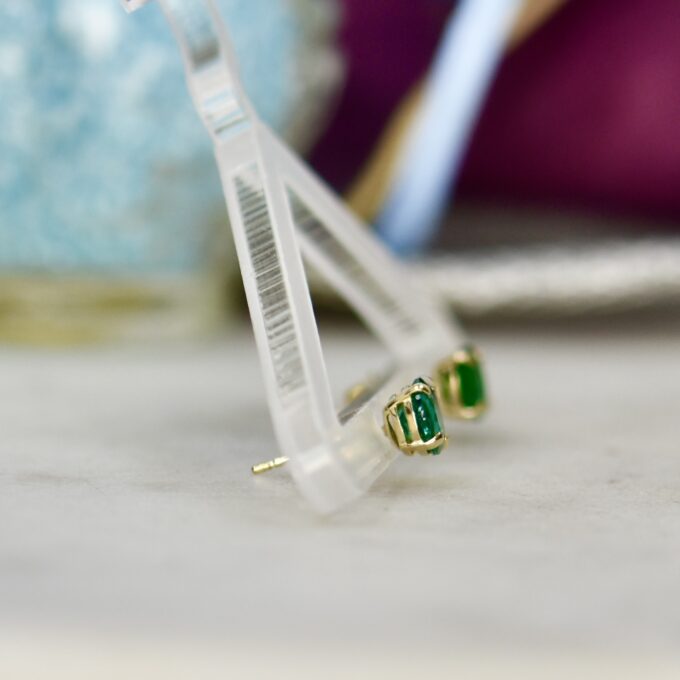 Green Stud Earrings in 9ct Gold