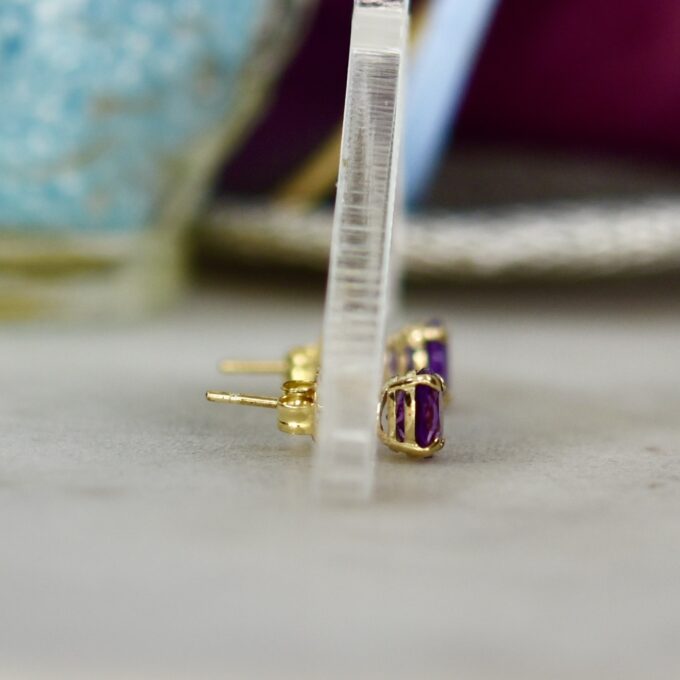 Amethyst Stud Earrings in 9ct Gold