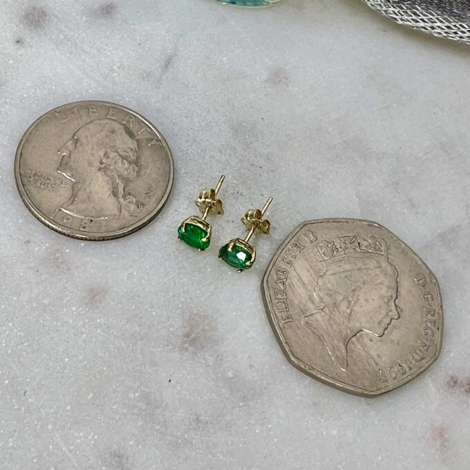 Green Stud Earrings in 9ct Gold
