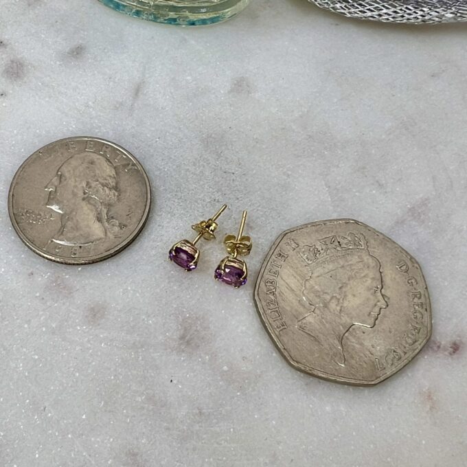 Amethyst Stud Earrings in 9ct Gold