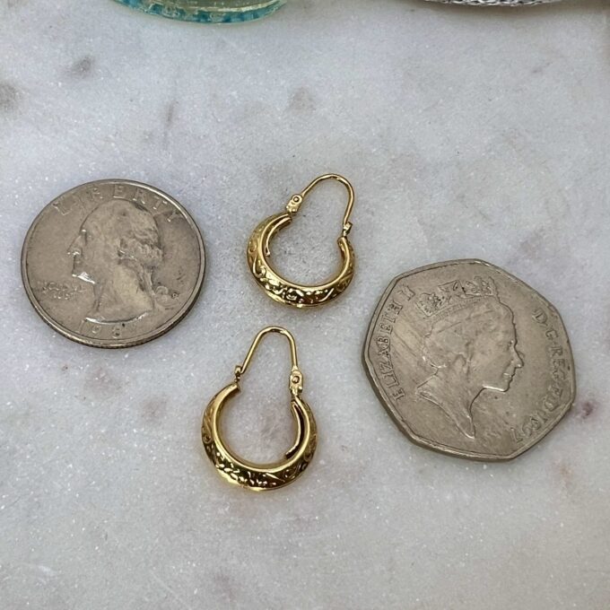 Dainty Patterned Hoop Earrings in 9ct Gold