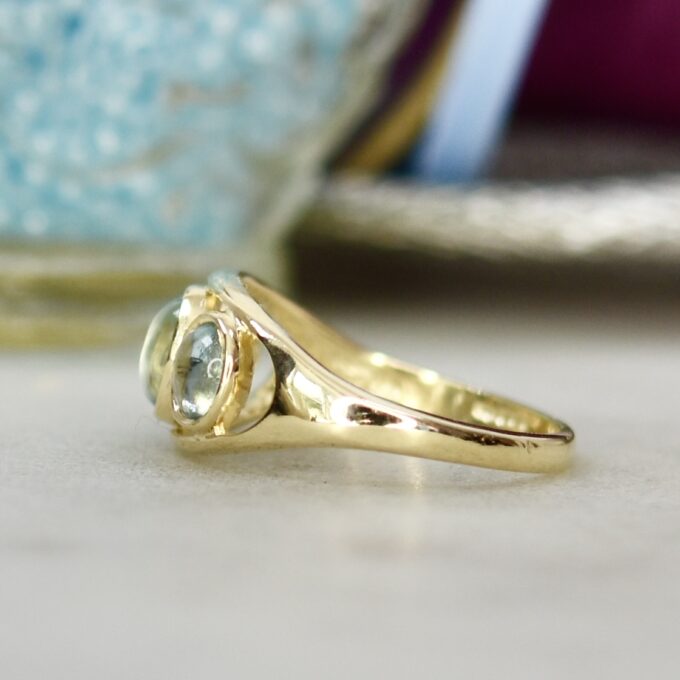 Three Stone Topaz Cabochon Ring in 9ct Gold