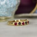 Ruby & Black Diamond Ring in 9ct Gold
